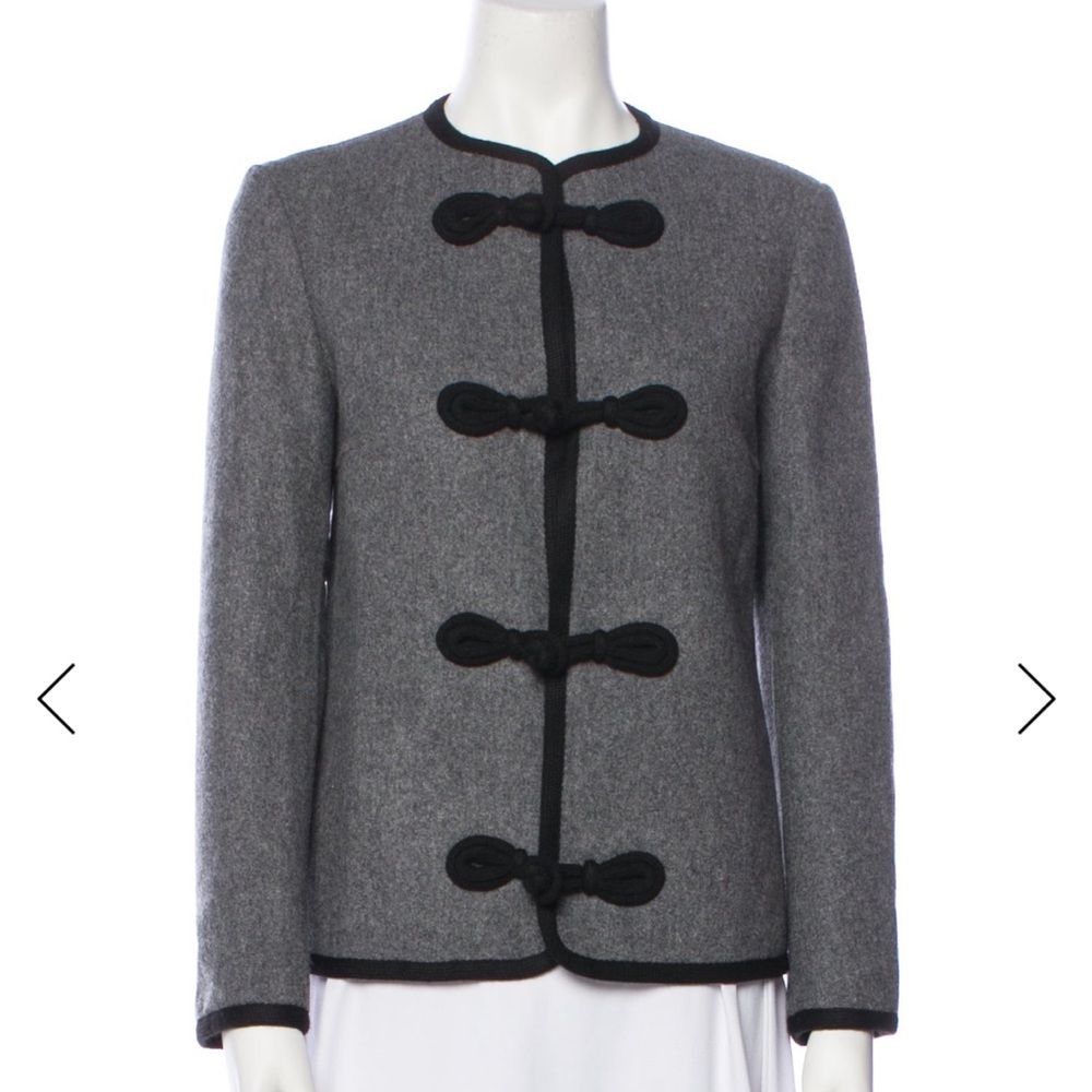 Michael Kors Gray Wool Blazer with Black Trim